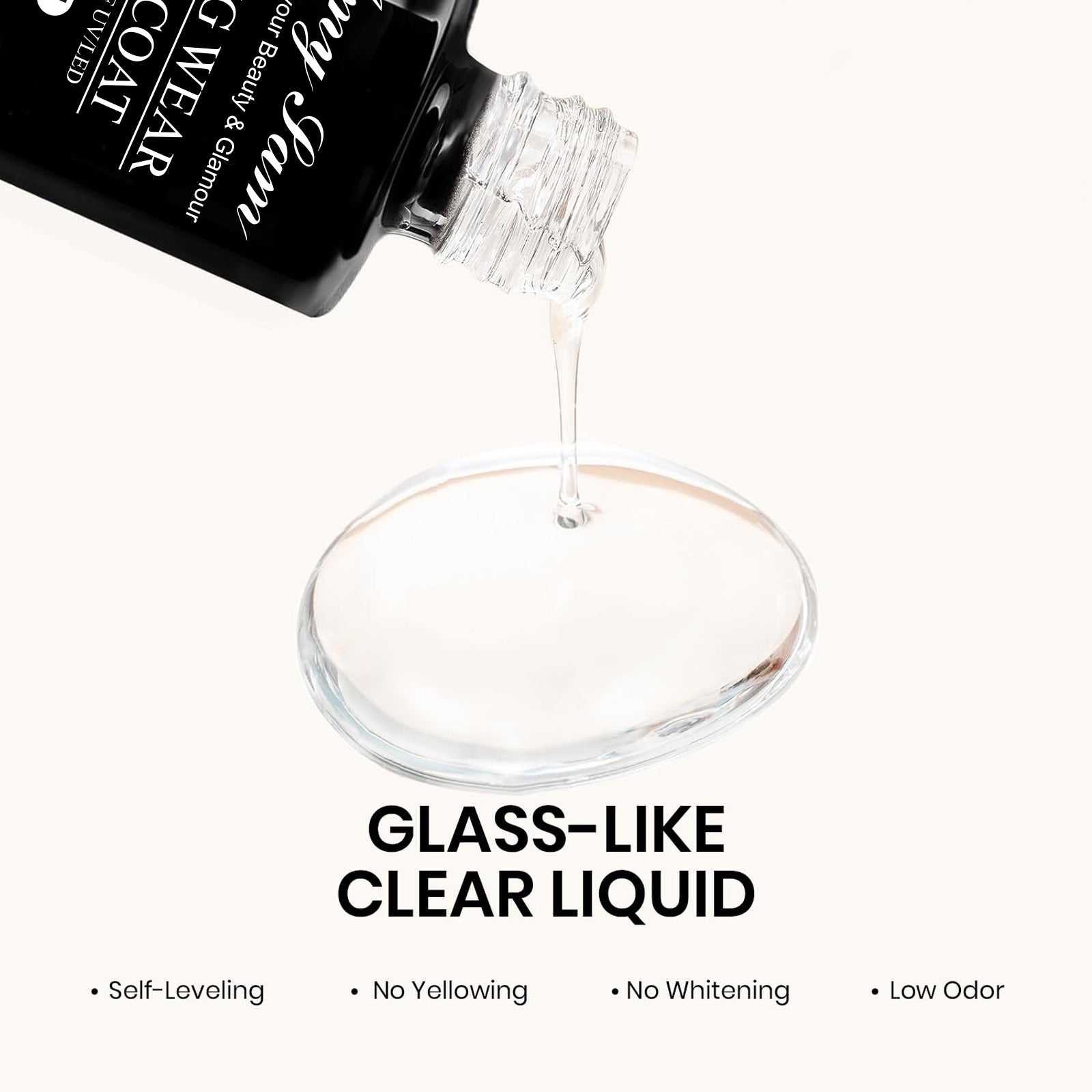 AmySam Clear Liquid Top Coat – Glass-Like Shine, Self-Leveling, Low Odor