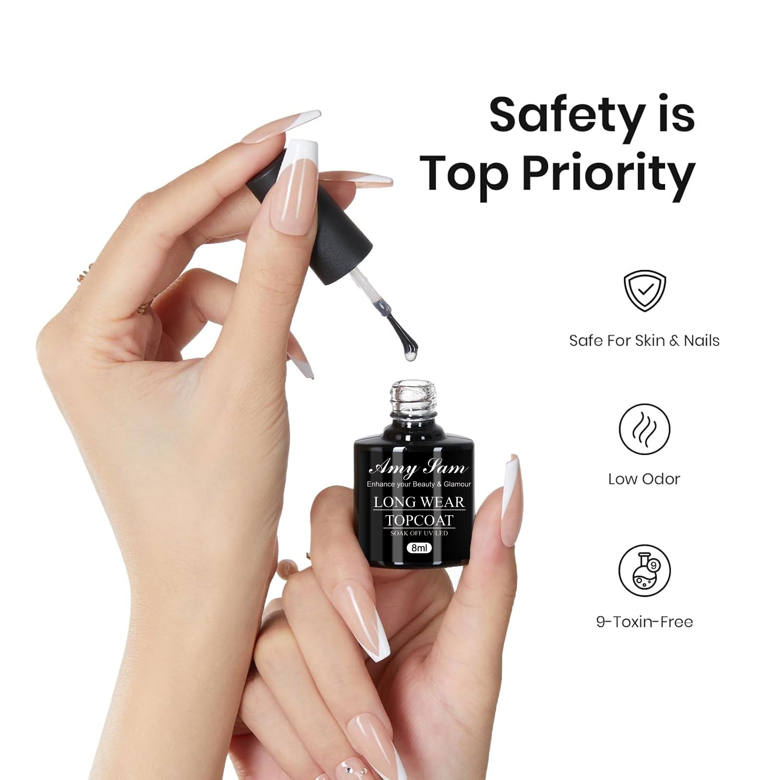 AmySam Safe Top Coat – Dermatologist-Tested for Nails & Skin