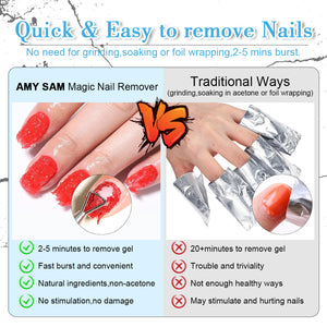 AmySam vs Traditional Gel Removal – 2 mins vs 20 mins, No Acetone