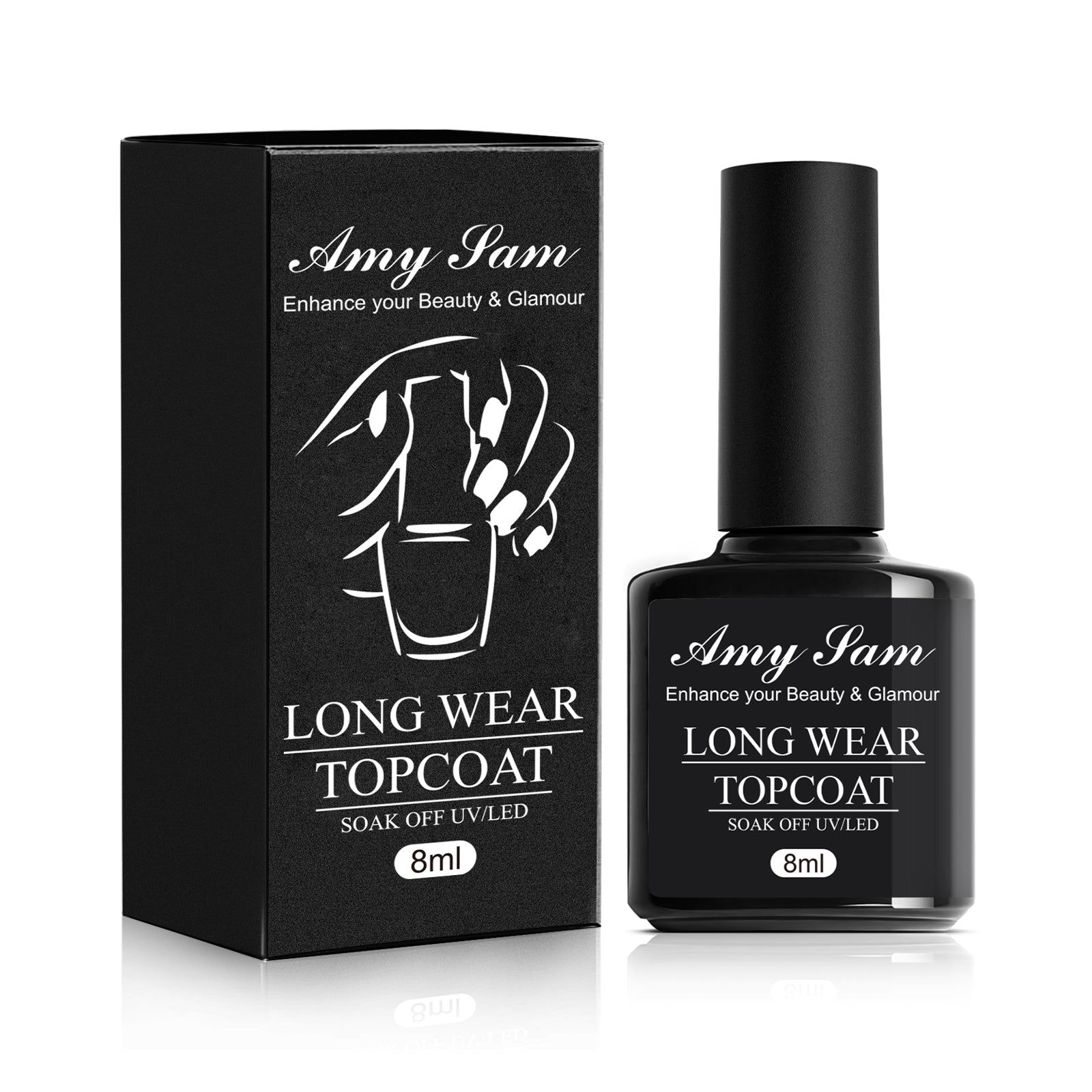 AmySam Top Coat Bottle – 8ml Soak-Off UV/LED Gel Topcoat